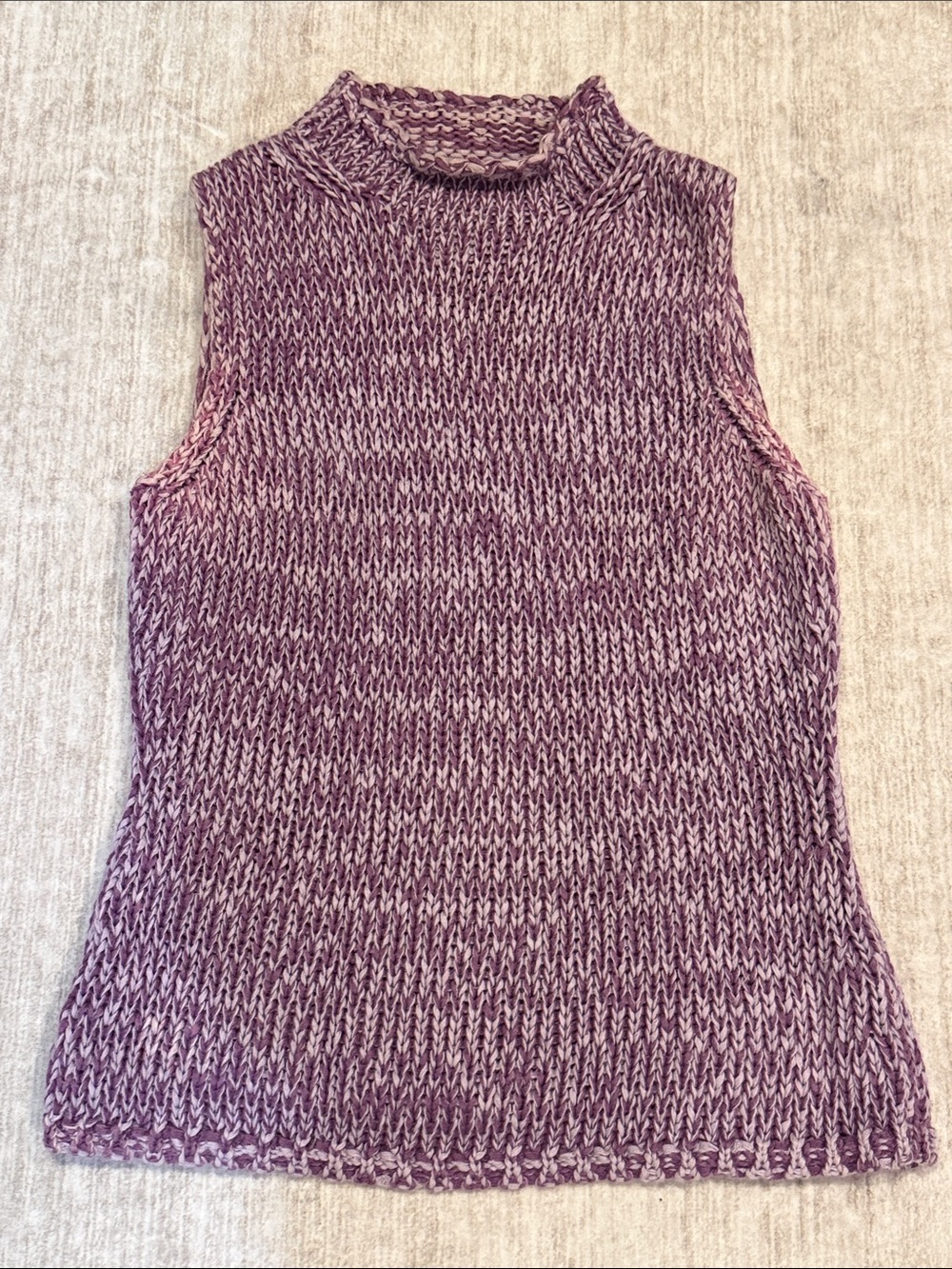 LOFT Lavender Heathered Mock Neck Sleeveless Knit Tank